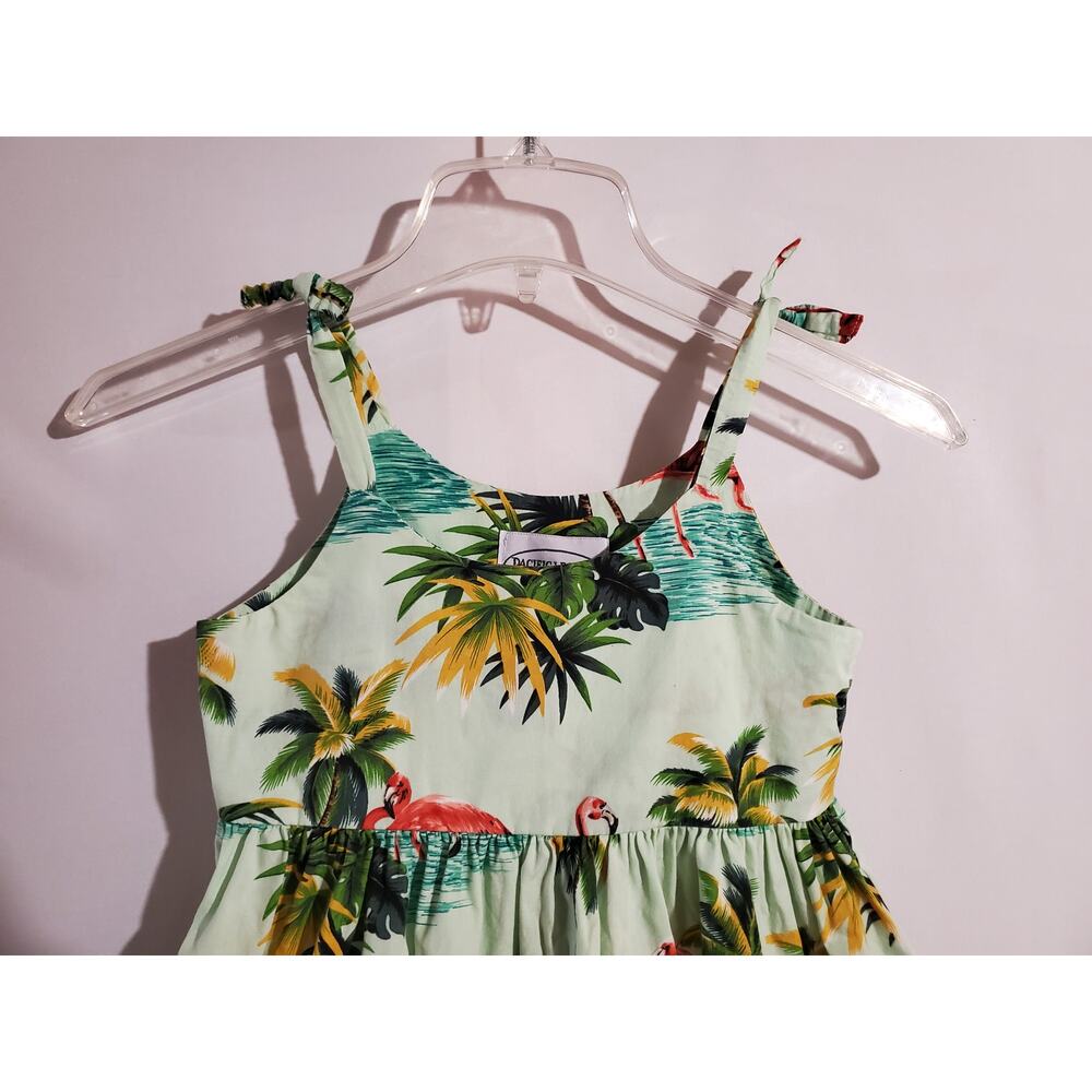 Vtg 90s Pacific Legend Hawaiian Tropical Mini Dress Babydoll Top Size 7/8 Island - Picture 3 of 7